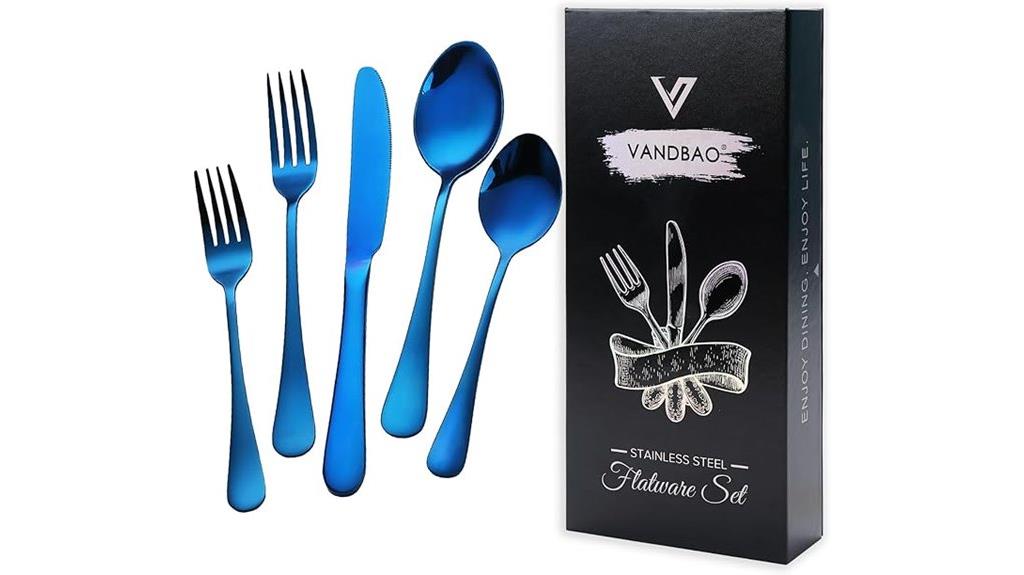 blue silverware set service