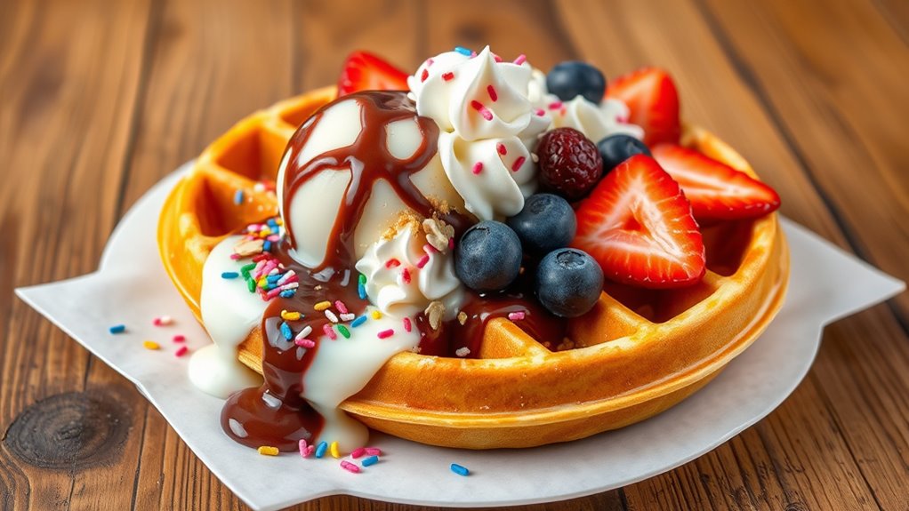 choosing dessert waffle toppings