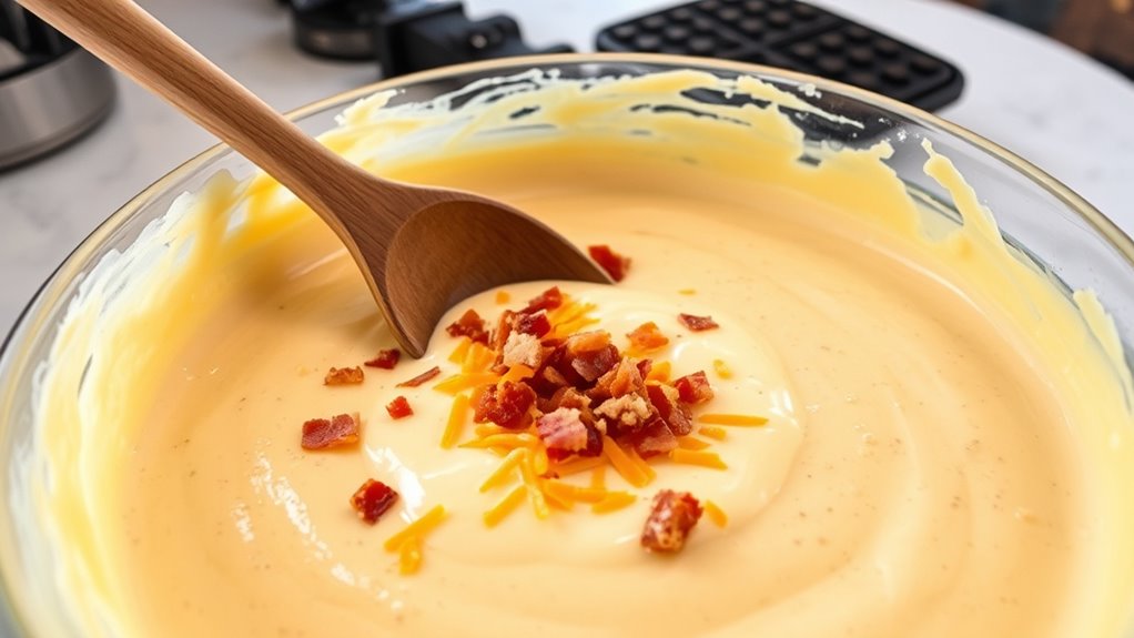 combine cheese and bacon