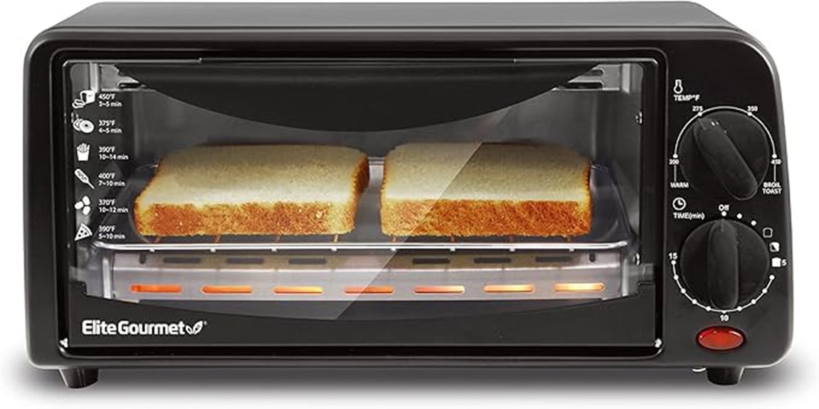 compact dual slice toaster oven
