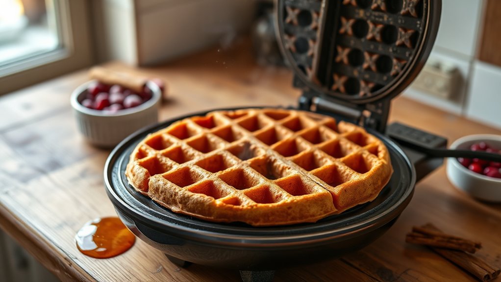 cook batter in waffle maker