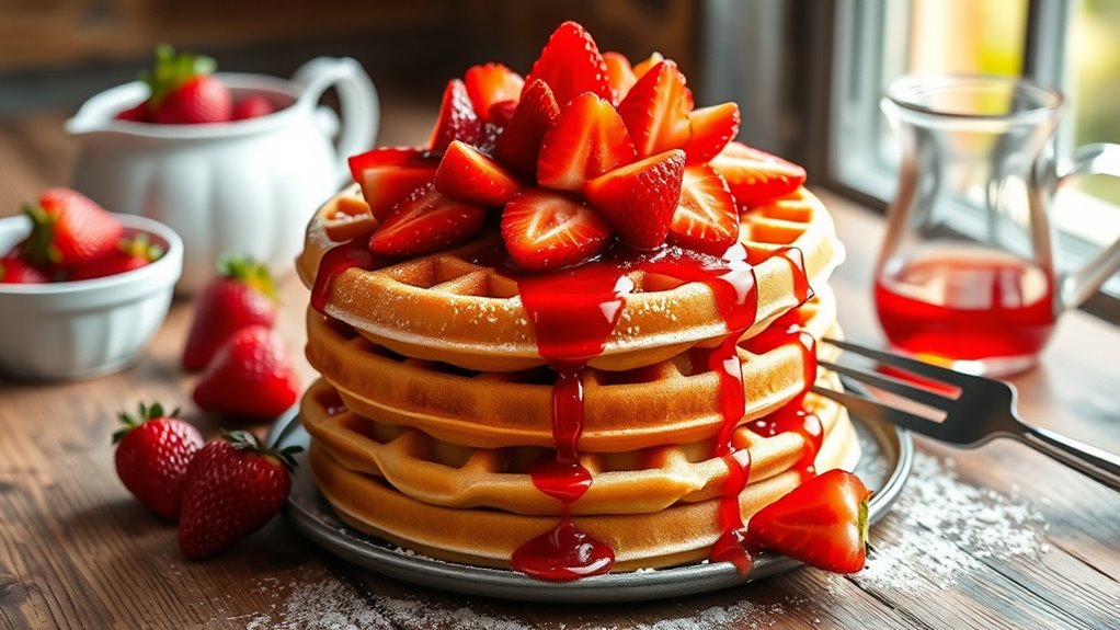 delicious strawberry flavored waffles