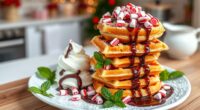 festive peppermint flavored waffles