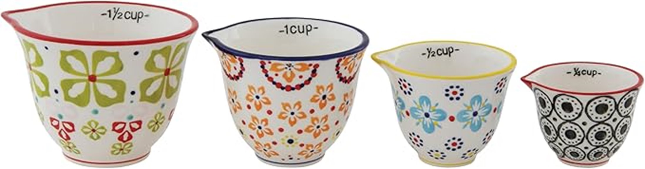 floral stamped stoneware cups