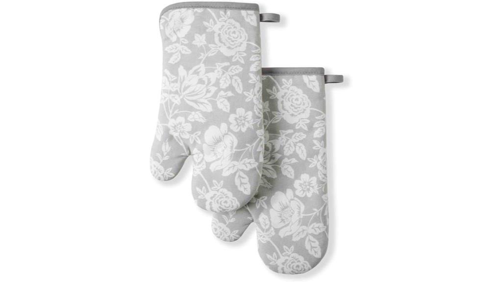 floral vine oven mitts