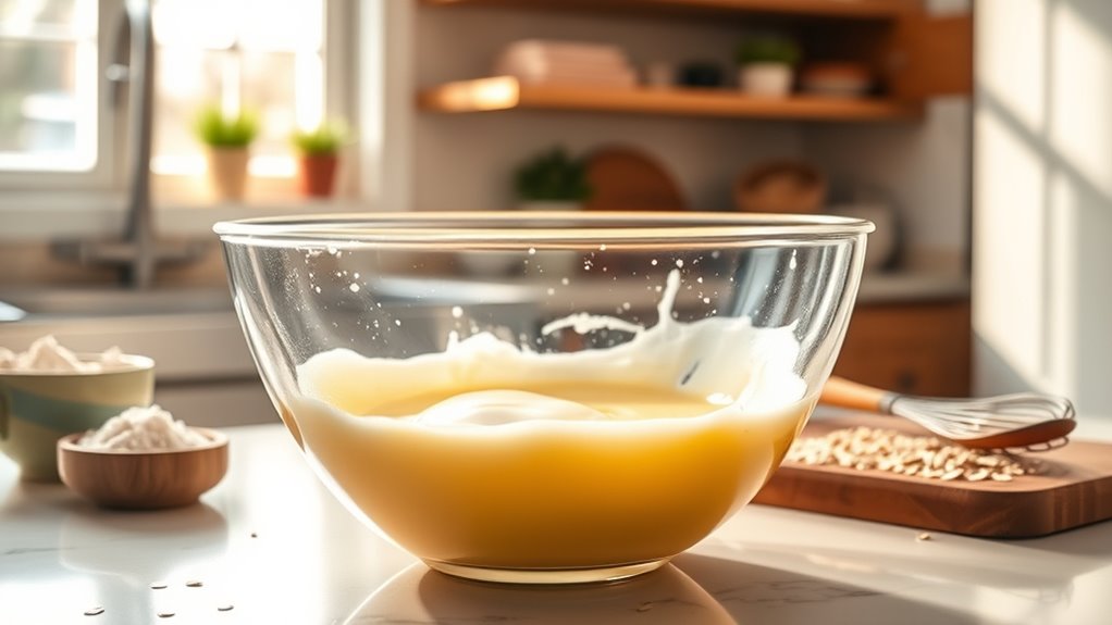 incorporate liquids slowly
