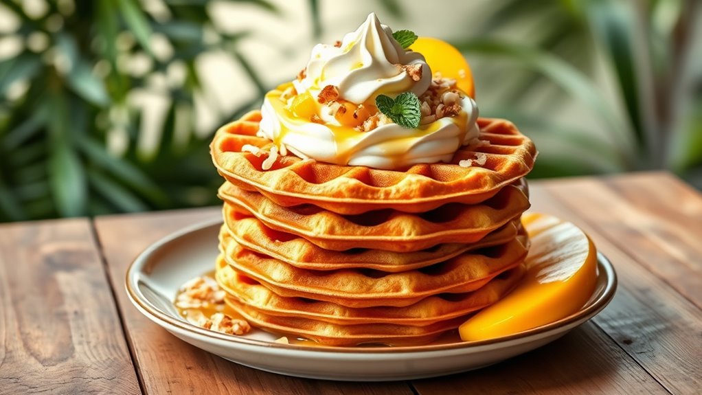 mango infused coconut waffles