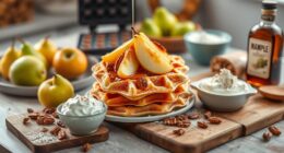 pecan studded pear waffles