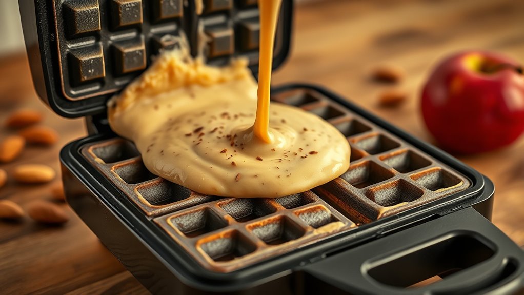 pour batter into iron