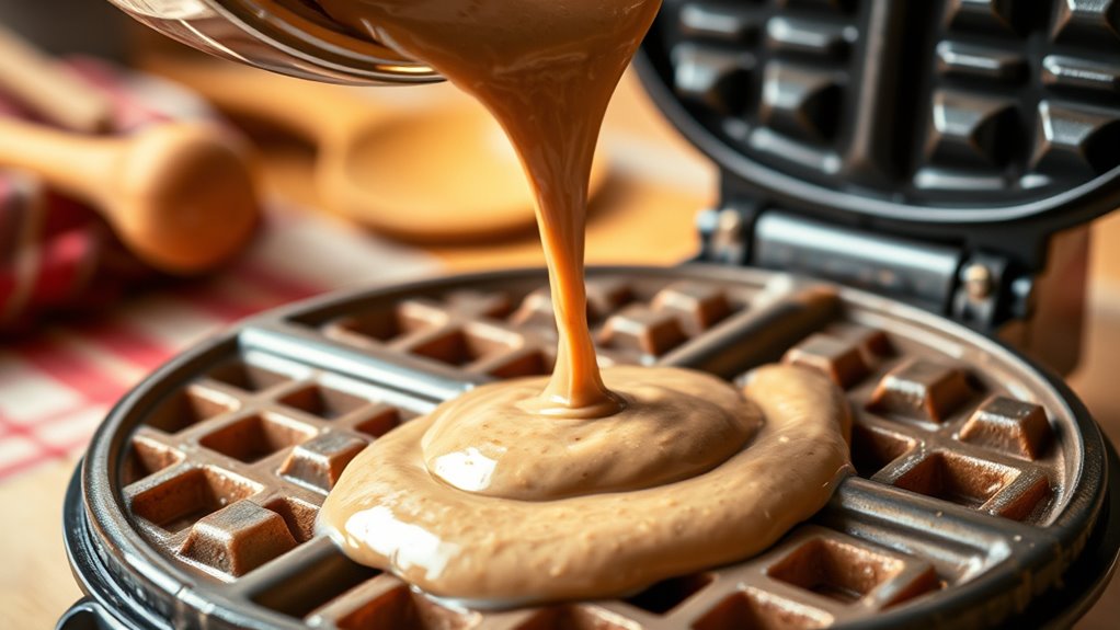 pour batter into iron