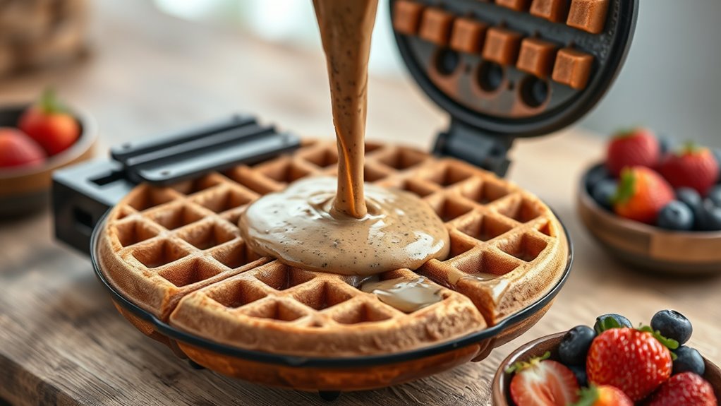 pour batter into iron