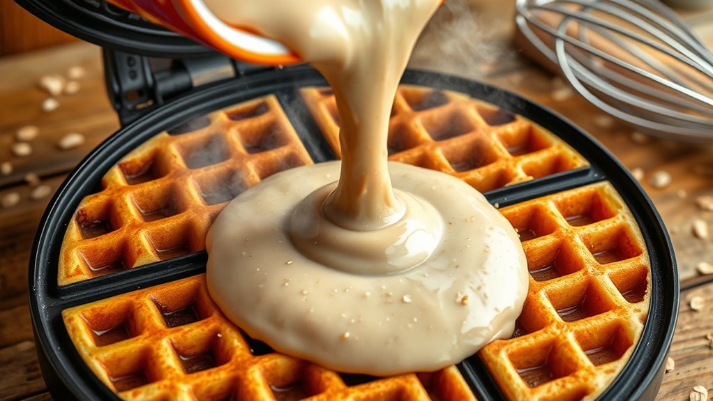 pour batter into iron