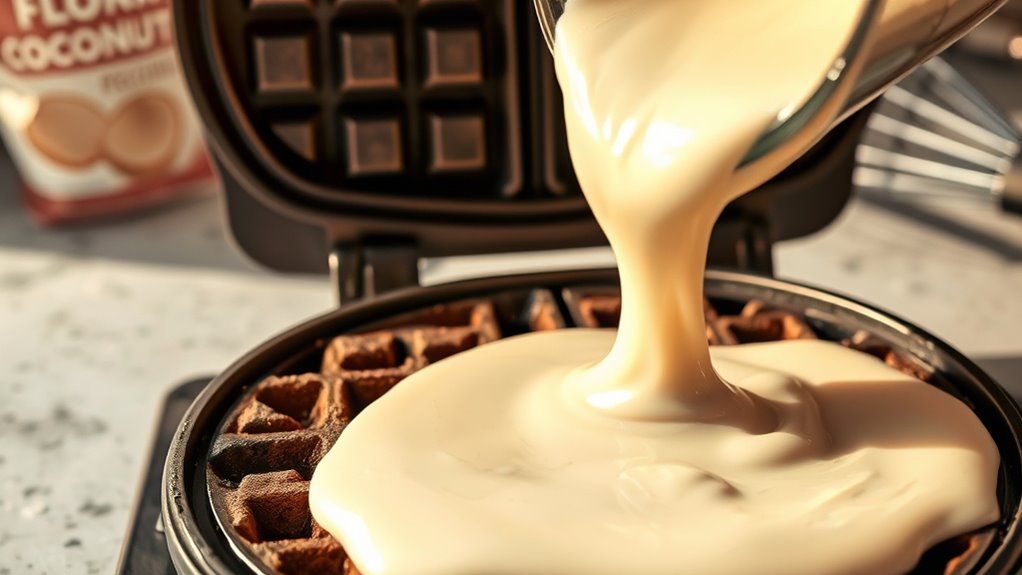 pour batter into iron