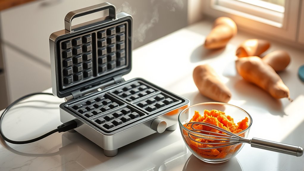 preheat the waffle iron