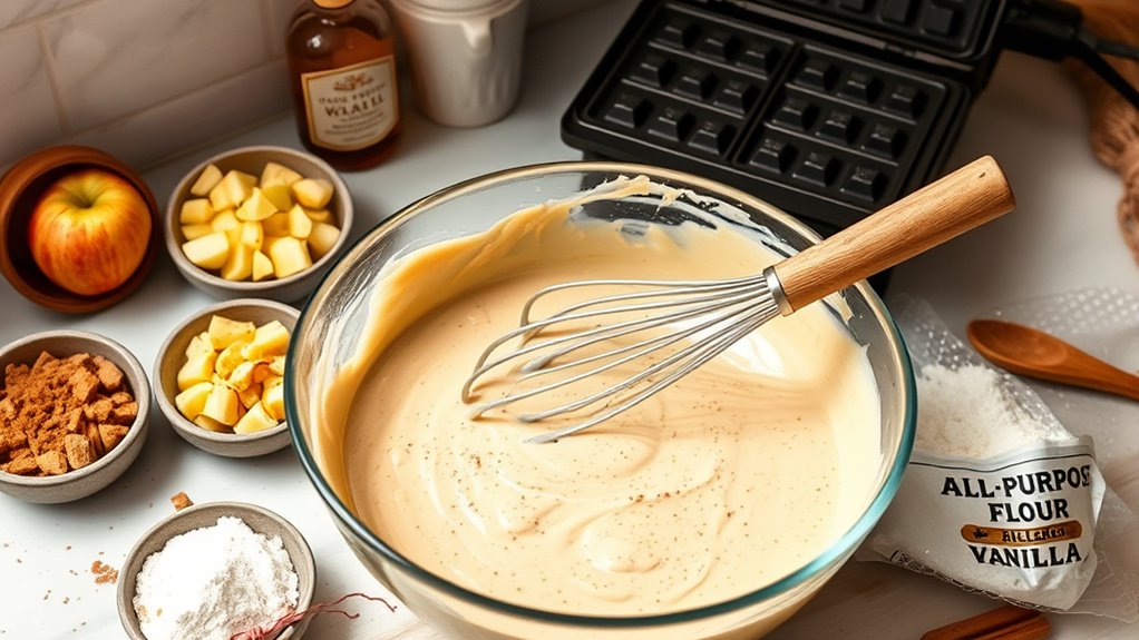 prepare waffle batter mixture