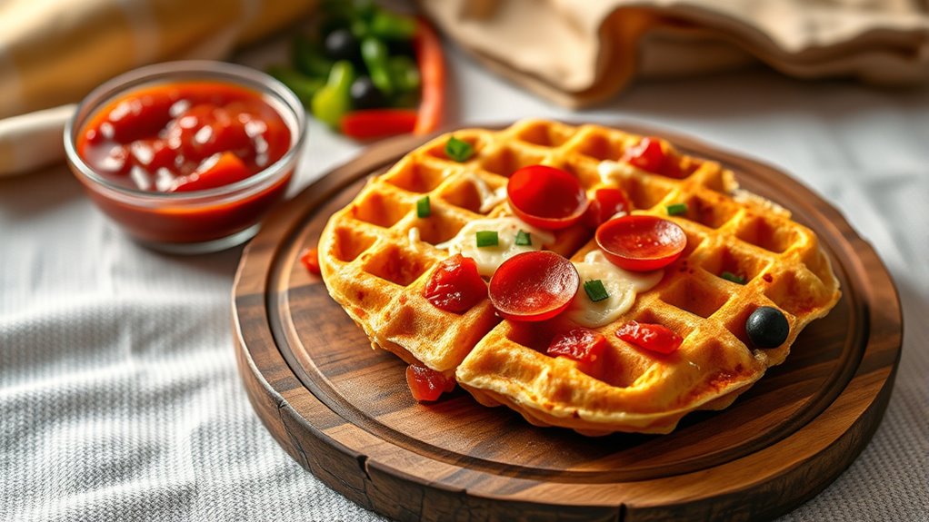 savory pizza inspired waffles
