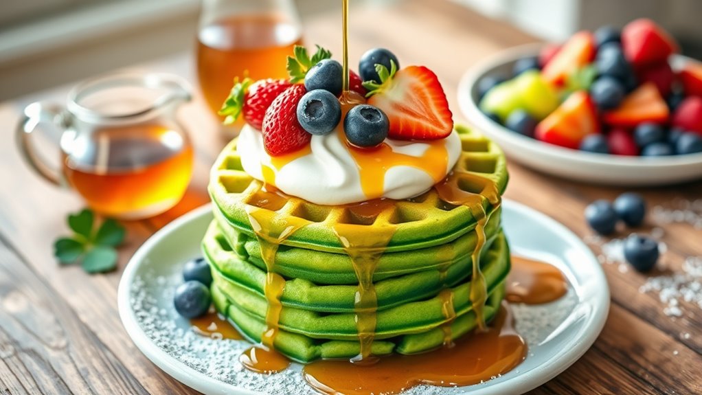 serve pancakes with syrup