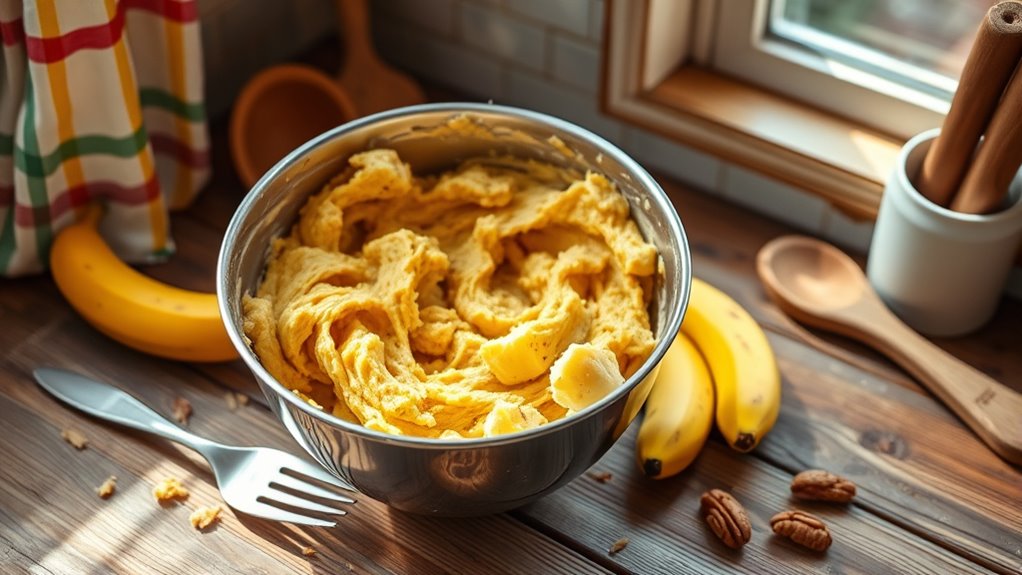 thoroughly mash ripe bananas