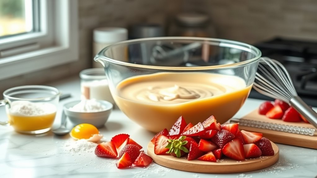 thoroughly mix batter ingredients