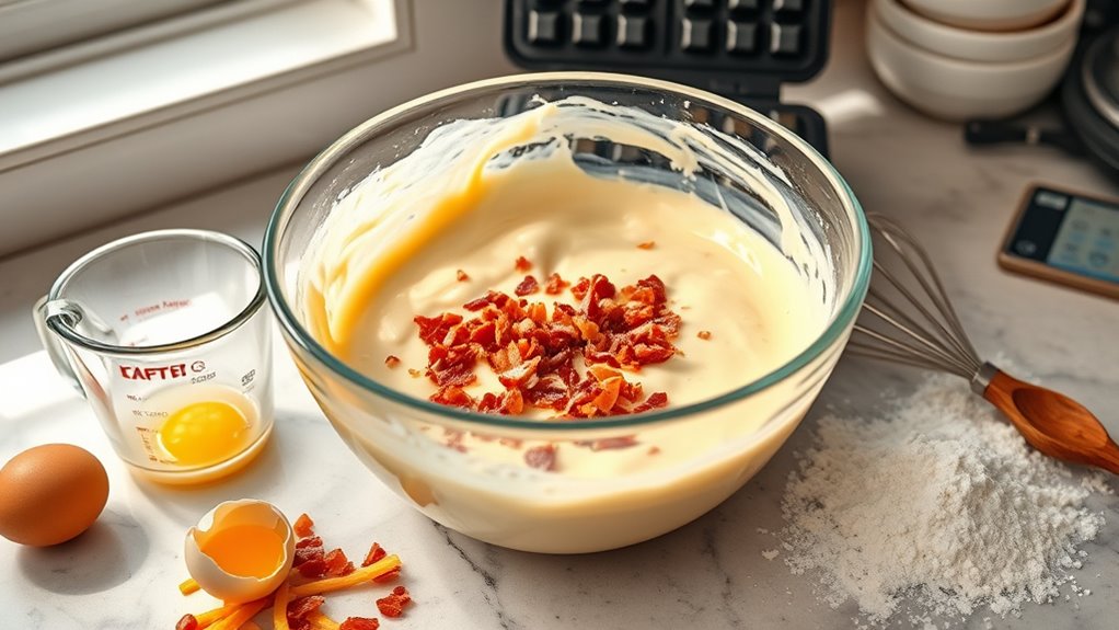 thoroughly mix batter ingredients