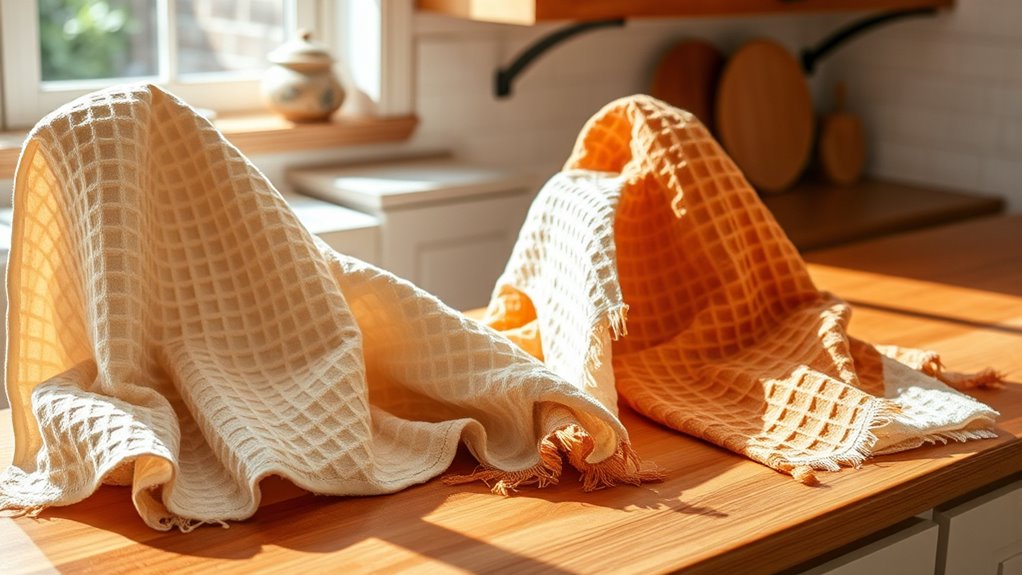 waffle themed kitchen textiles collection
