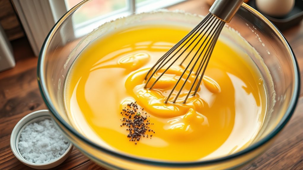 whisk eggs with seasonings