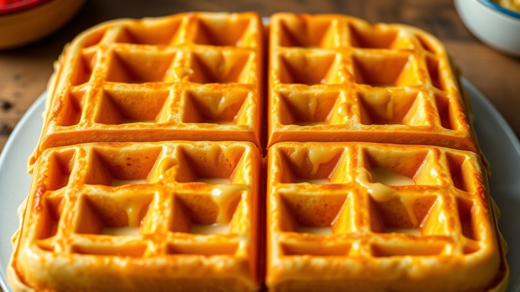 evenly filled crispy waffles