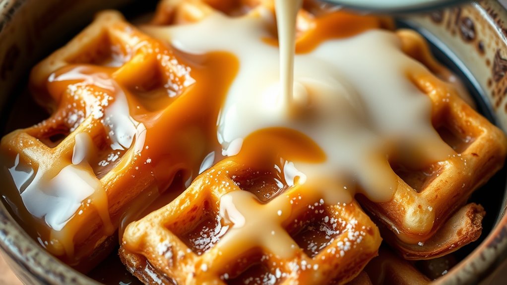 transforming waffles into bread pudding