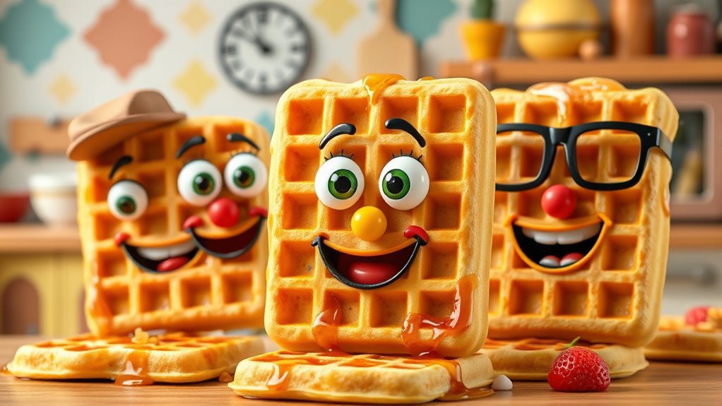 waffles as cartoon characters