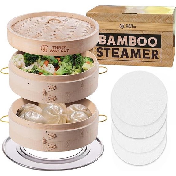 Bamboo Steamer 10-Inch 2-Tier with Accessories