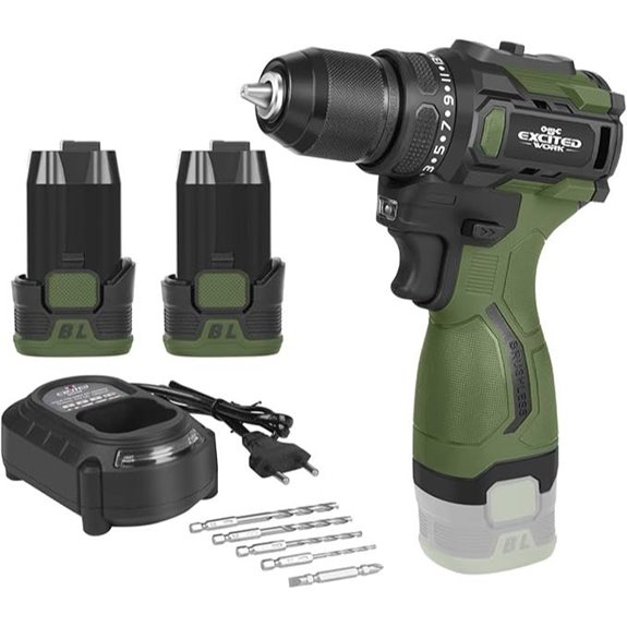 17V Cordless Power Drill Set with Batteries and LED