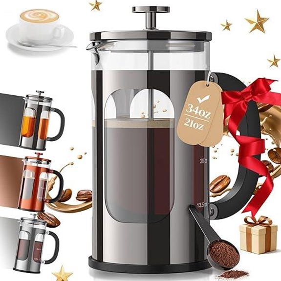 Veken 34oz French Press Coffee Maker Borosilicate Glass