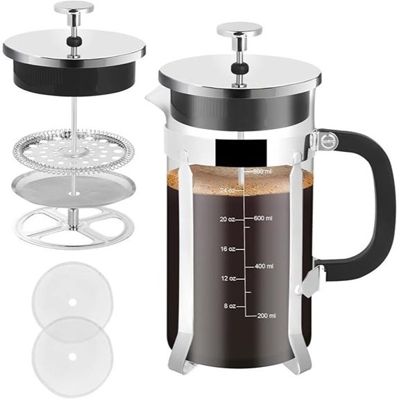 French Press Coffee Maker 34oz Stainless Steel & Glass