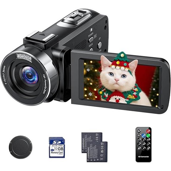 Digital 4K Camcorder with 42MP Zoom Remote & Accessories