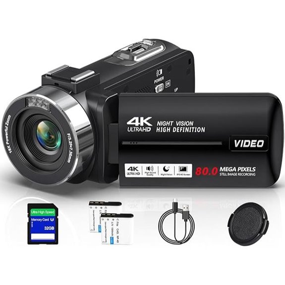 4K Vlogging Camera with Night Vision and 32GB Card