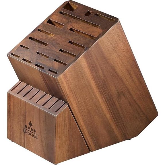 ENOKING 25-Slot Acacia Knife Block Organizer