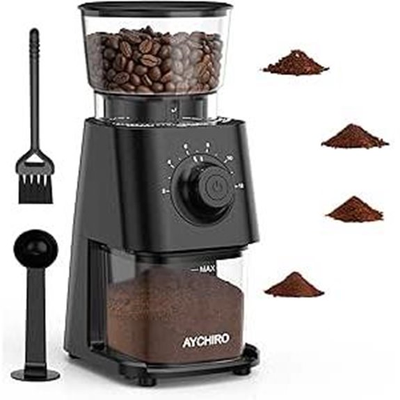 Electric Coffee Grinder with 30 Settings and 12-Cup Capacity