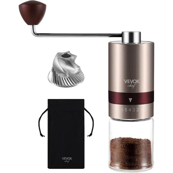 VEVOK CHEF Gold Manual Coffee Grinder with Adjustable Settings