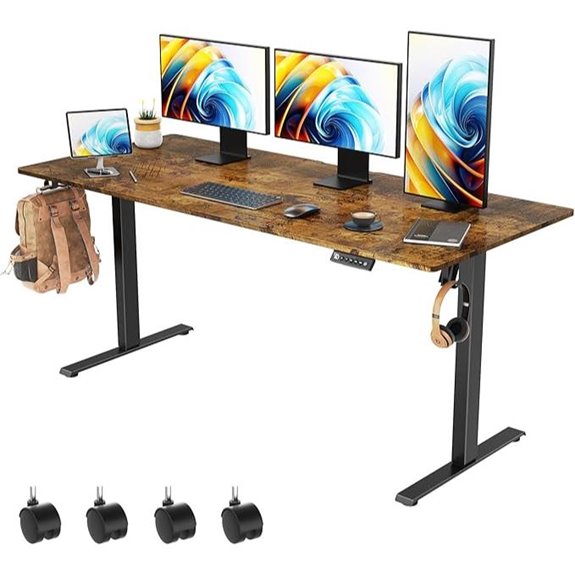 Electric Height-Adjustable Standing Desk with Wheels