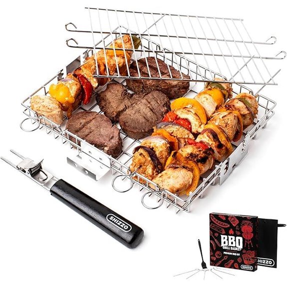 SHIZZO Adjustable Grill Basket for Outdoor BBQ Grilling