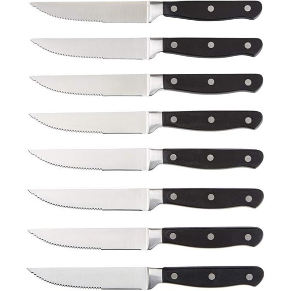 Amazon Basics 8-Piece Kitchen Steak Knife Set 4.5 Black