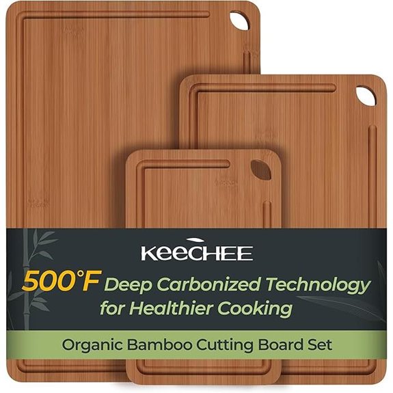 Bamboo Cutting Board with Juice Grooves and Handles