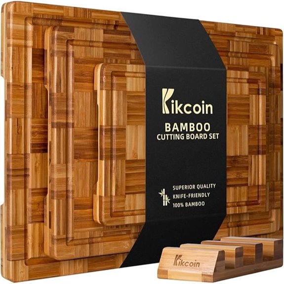 Kikcoin Large Bamboo Cutting Boards Set (3 Pieces)