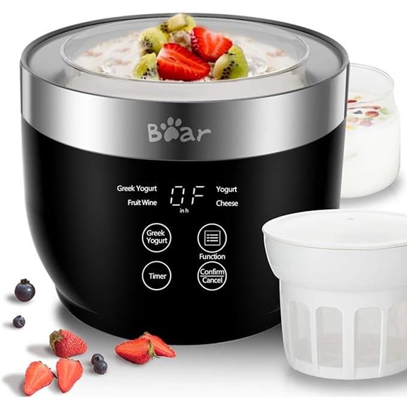 Bear Yogurt Maker with Strainer Timer Glass Jars