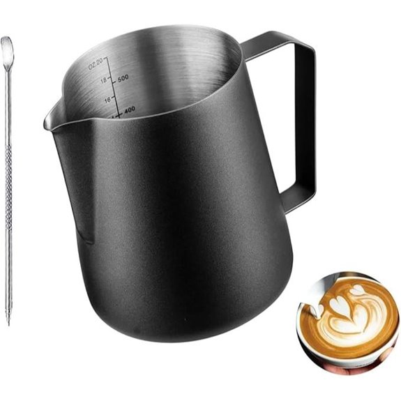 Stainless Steel Milk Frothing Pitcher 20oz (Black)