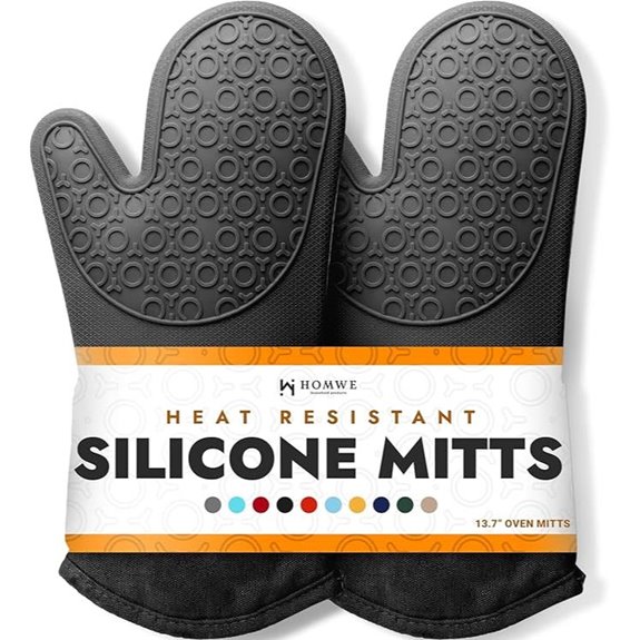 BPA-Free Silicone Oven Mitts Heat Resistant Black