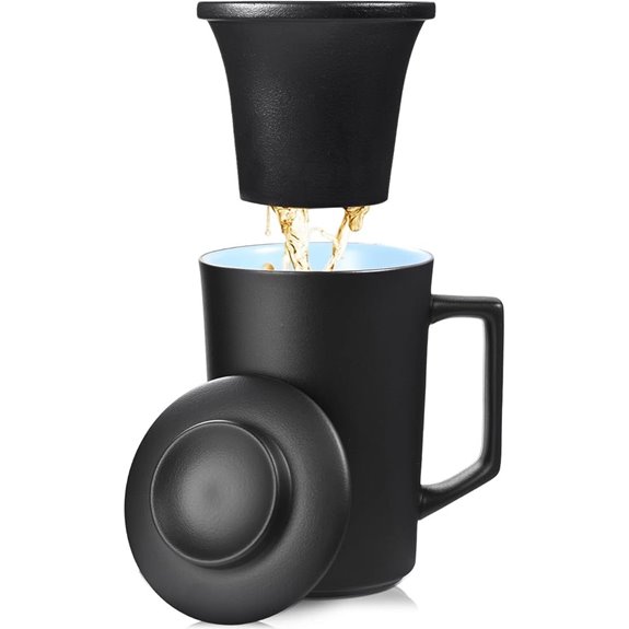 Porcelain Tea Infuser Cup with Lid (Black)