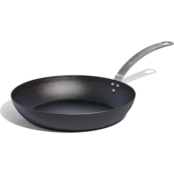 blue carbon steel frying pan