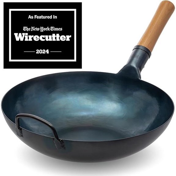 YOSUKATA 13.5” Blue Carbon Steel Wok Pan