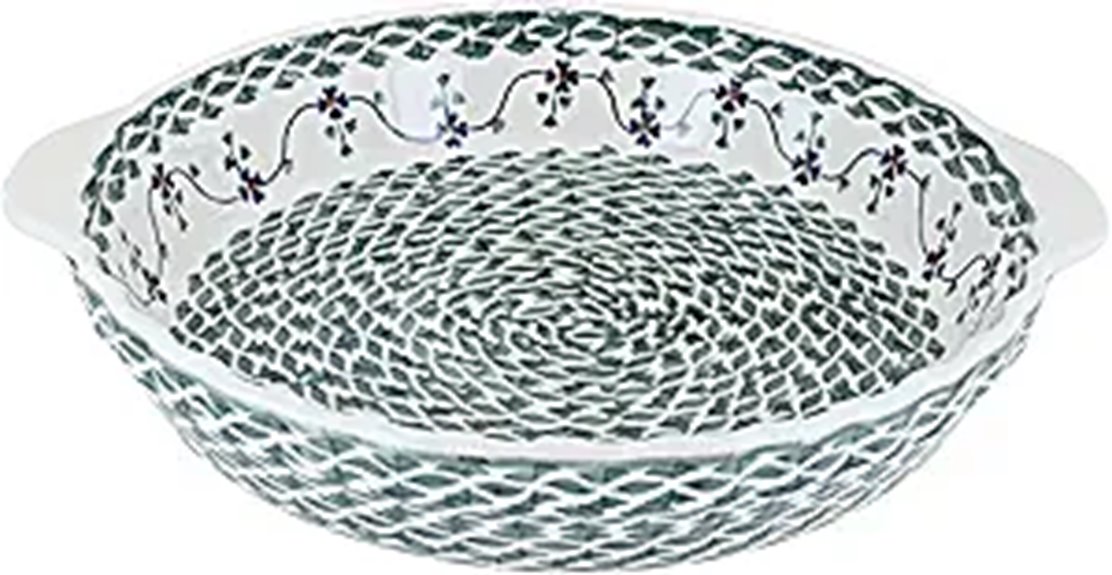 Blue Rose Polish Pottery Pie Plate with Handles